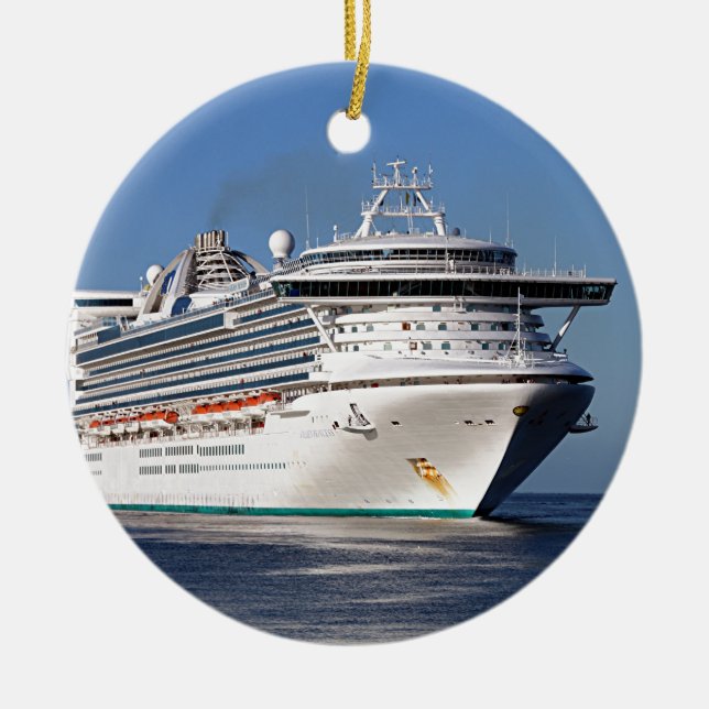 Ornement En Céramique Bateau de croisière d'or de princesse (Devant)
