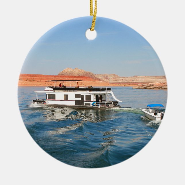Ornement En Céramique Bateau-maison faisant des vagues, lac Powell, (Devant)