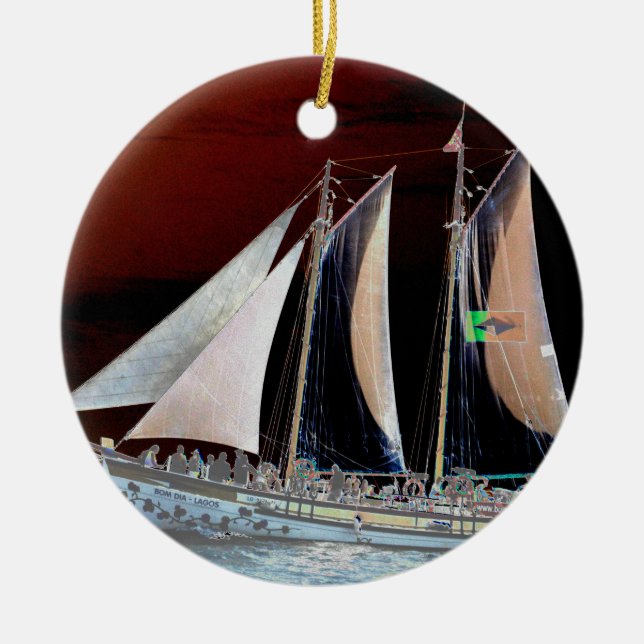 Ornement En Céramique Bateaux sous voile (Devant)