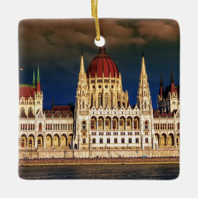 Ornement En Céramique Bâtiment hongrois du Parlement à Budapest, Hongrie (Devant)
