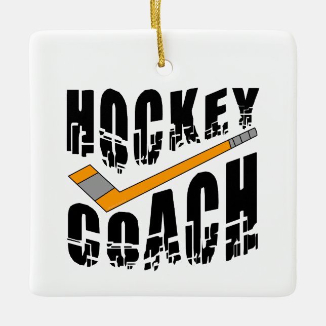 Ornement En Céramique Bâton entraîneur de hockey (Devant)
