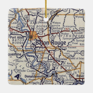 Ornement En Céramique Baton Rouge LA Carte Vintage