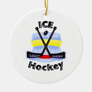 Ornement En Céramique Bâtons croisés de hockey sur glace