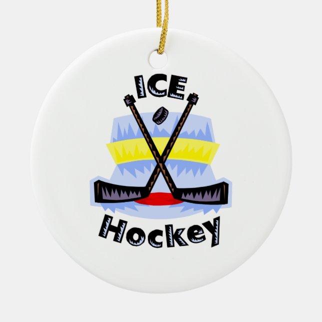 Ornement En Céramique Bâtons croisés de hockey sur glace (Devant)
