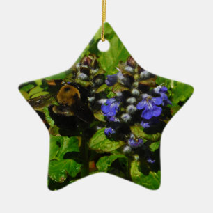Ornement En Céramique Baume d'abeille pourpre et bourdon