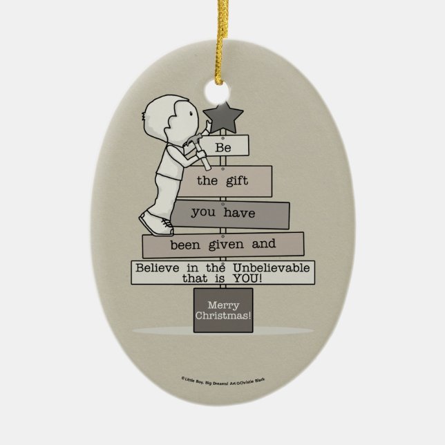 Ornement En Céramique Be the Gift-Christmas Tree (Tan) (Devant)