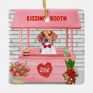 Ornement En Céramique Beagle Dog Valentine's Day Kissing Booth