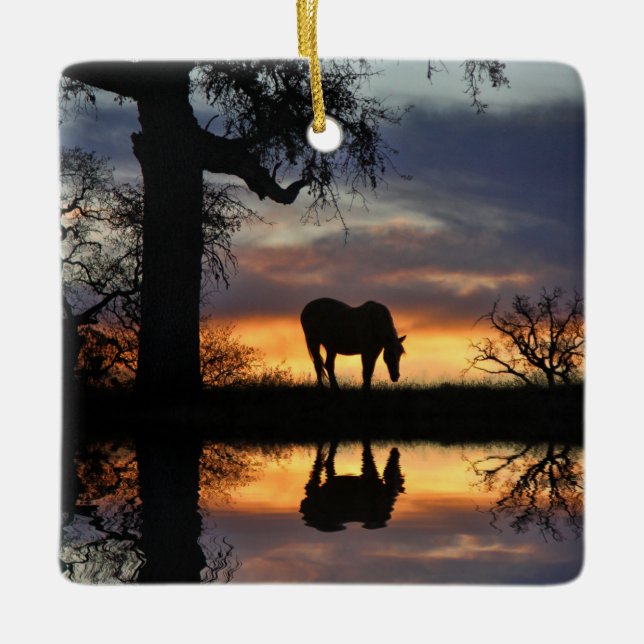Ornement En Céramique Beau Cheval et Eau (Devant)