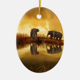Ornement En Céramique beau coucher du soleil de la Thaïlande d'éléphant