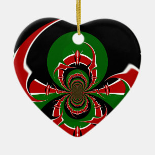 Ornement En Céramique Beau drapeau Kenya noir rouge vert couleur design