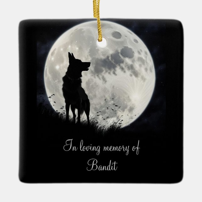 Ornement En Céramique Beau Hommage commémoratif de chien Nom personnalis (Devant)