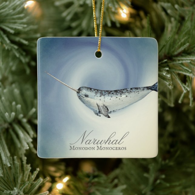 Ornement En Céramique Beau Noël Narwhal Personnalisé (Arbre)