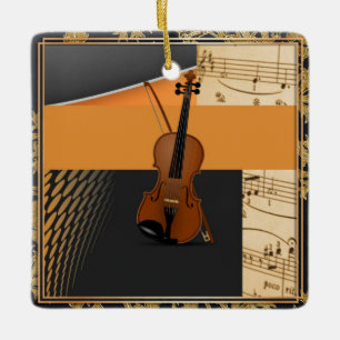Ornement En Céramique Beau violon abstrait musical