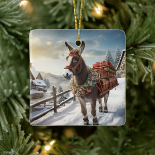 Ornement En Céramique Bébé Donkey Family Orament, Amateurs d'âne Cadeaux