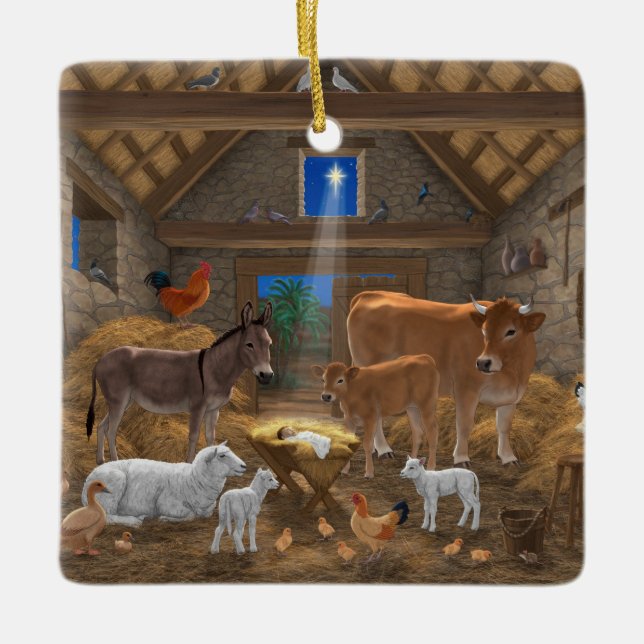 Ornement En Céramique Bébé Jésus Manger Nativité de Noël (Devant)