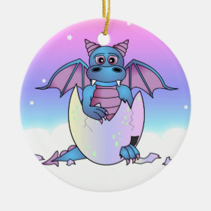Ornement En Céramique Bébé mignon de dragon en oeuf criqué -