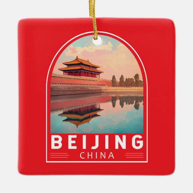 Ornement En Céramique Beijing China Travel Art Emblem (Devant)