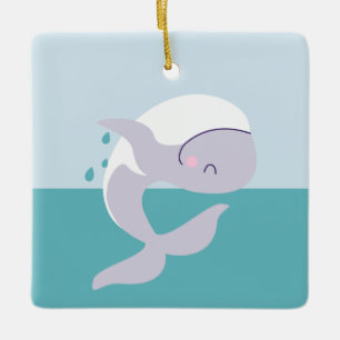 Ornement En Céramique Belle baleine à saute graphique simple
