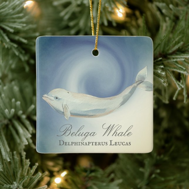 Ornement En Céramique Belle baleine Beluga personnalisée Noël (Arbre)