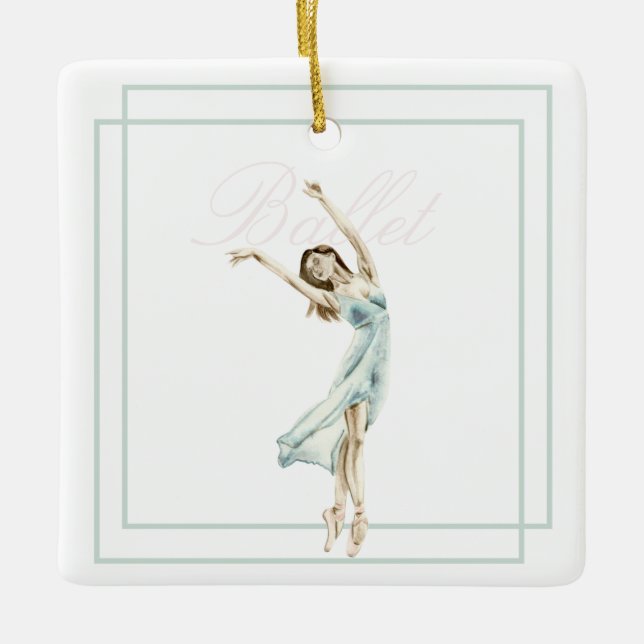 Ornement En Céramique Belle Ballerina Moderne Bleu, Rose Géométrique (Devant)