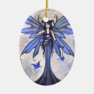 Ornement En Céramique Belle Fée Bleue et Imaginaire papillon