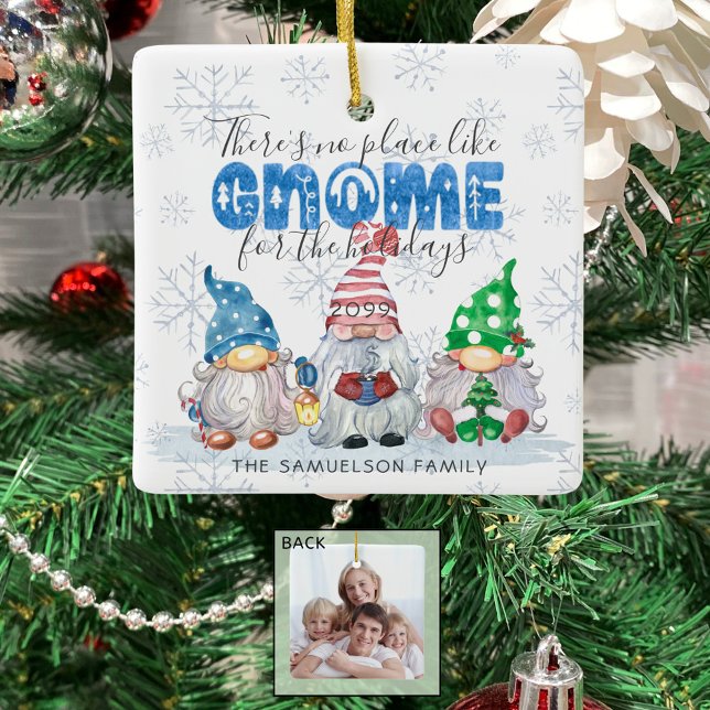 Ornement En Céramique Belle GNOME POUR LES VACANCES Photo Famille (Créateur téléchargé)
