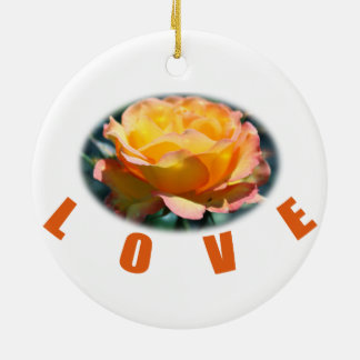 Ornement En Céramique belle photo d'art de fleur de rose jaune cadeau d'