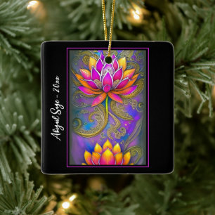 Ornement En Céramique Belle rose Ornate Lotus Fleurs Noël