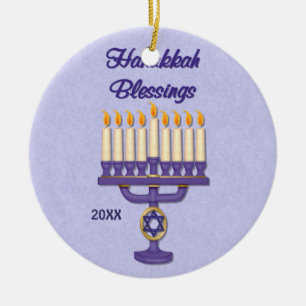 Ornement En Céramique Bénédiction de Hanoukka Menorah