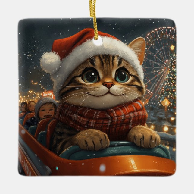 Ornement En Céramique Bengale Roller Dessous de verre Noël (Devant)