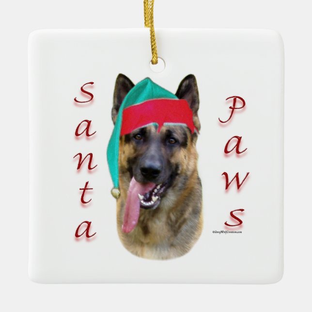 Ornement En Céramique Berger allemand Père Noël Paws (Devant)