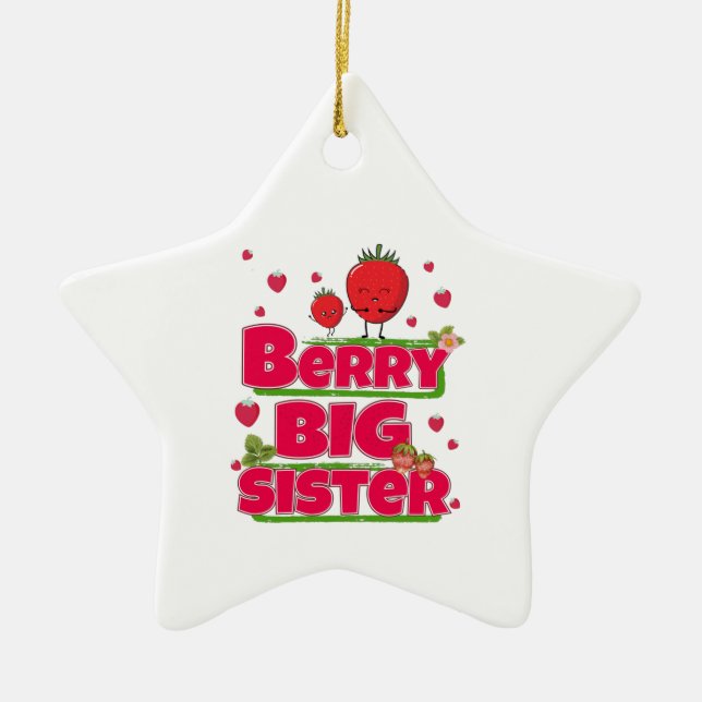 Ornement En Céramique Berry Big Sister - Pun mignonne aux fraises (Devant)