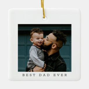 Ornement En Céramique Best Dad Ever Full Photo Personalized 