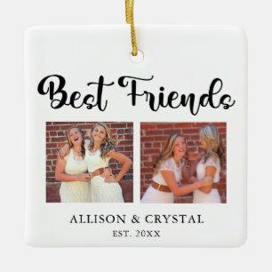 Ornement En Céramique Best Friends Collage 2 Carré photos script BFF