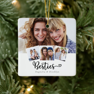 Ornement En Céramique Best Friends Photo Collage Besties Heart