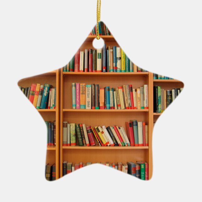 Ornement En Céramique Bibliothèque Livres Librairie Vêtements de livres  (Devant)