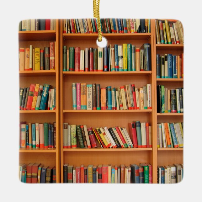 Ornement En Céramique Bibliothèque Livres Librairie Vêtements de livres  (Devant)