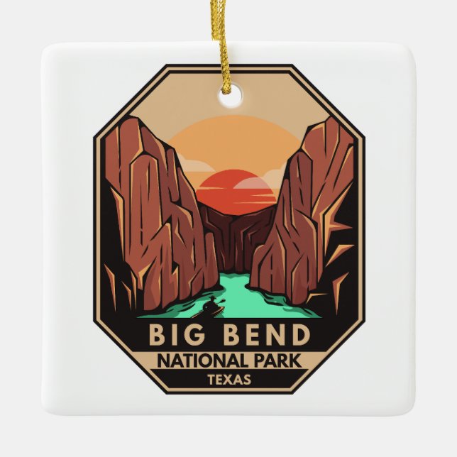 Ornement En Céramique Big Bend National Park Kayak Retro Emblem (Devant)