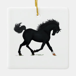 Ornement En Céramique Black Beauty Horse Pony Equestrian Charm Pendant