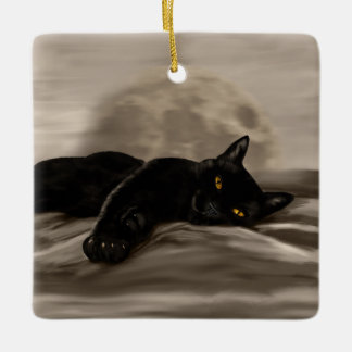 Ornement En Céramique Black Cat chilling