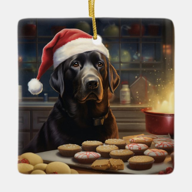 Ornement En Céramique Black Lab Christmas Cookies Festive Holiday (Devant)