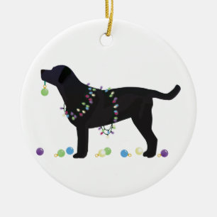 Ornement En Céramique Black Lab Joyeux Noël Design