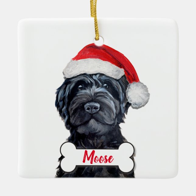 Ornement En Céramique Black Labradoodle / Black Goldendoodle Ceramic Orn (Devant)