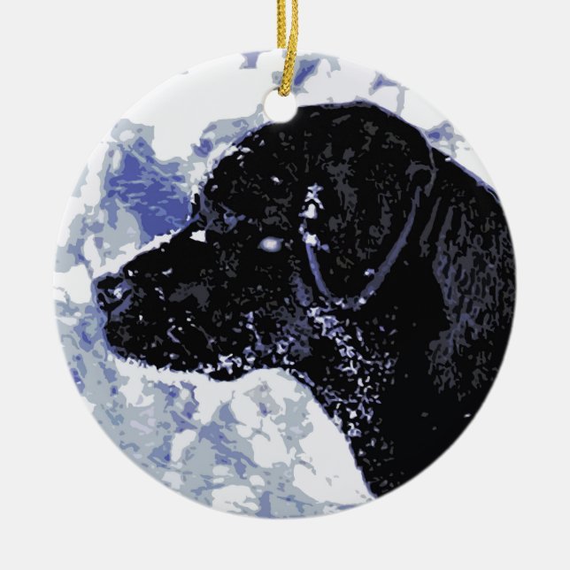 Ornement En Céramique Black Labrador - Winter Wonderland (Devant)