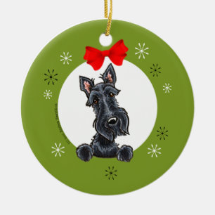 Ornement En Céramique Black Scottish Terrier Christmas Classic
