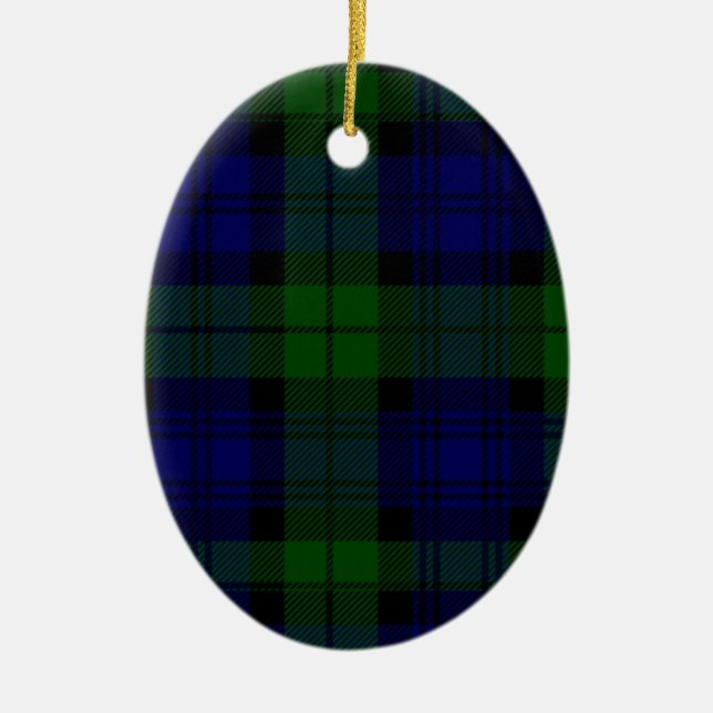 Ornement En Céramique Black Watch clan tartan bleu vert plaid (Devant)