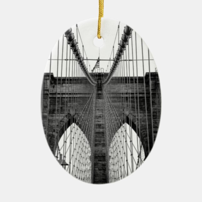 Ornement En Céramique Black White Brooklyn Bridge New York (Devant)