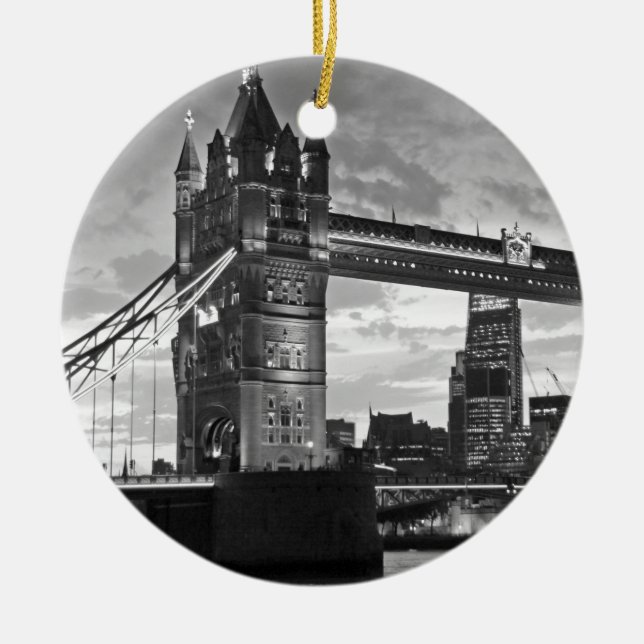 Ornement En Céramique Black White London Tower Bridge UK Travel (Devant)