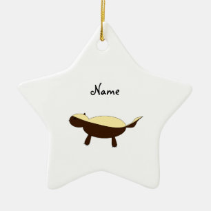 Ornement En Céramique Blaireau de miel mignon nommé personnalisé