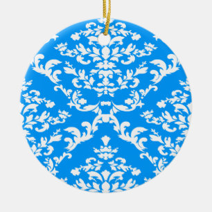 Ornement En Céramique Bleu clair Gras Damas à Emporiomoffa